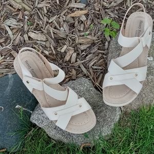Henry Ferrera Comfort 18 Beige Wedge Sandals, 8